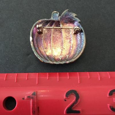 Vintage fall enamel pumpkin brooch
