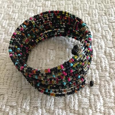Multicolor beaded wrap bracelet
