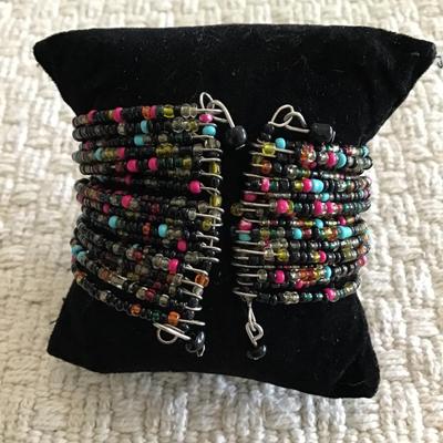 Multicolor beaded wrap bracelet