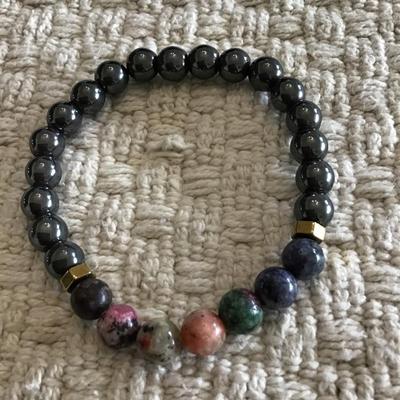 Gem stone hemalite stone stretch bracelet