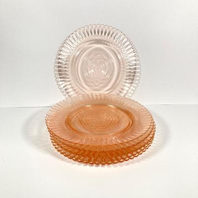 LOT 60: Collection of Pink Glass - Plates, Bowls, Lidded Candy Dish and Goblets