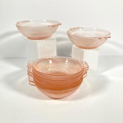 LOT 60: Collection of Pink Glass - Plates, Bowls, Lidded Candy Dish and Goblets