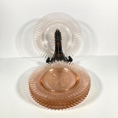 LOT 60: Collection of Pink Glass - Plates, Bowls, Lidded Candy Dish and Goblets