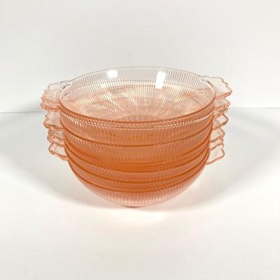 LOT 60: Collection of Pink Glass - Plates, Bowls, Lidded Candy Dish and Goblets