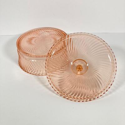 LOT 60: Collection of Pink Glass - Plates, Bowls, Lidded Candy Dish and Goblets
