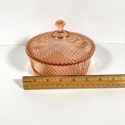 LOT 60: Collection of Pink Glass - Plates, Bowls, Lidded Candy Dish and Goblets