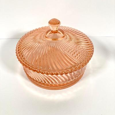 LOT 60: Collection of Pink Glass - Plates, Bowls, Lidded Candy Dish and Goblets