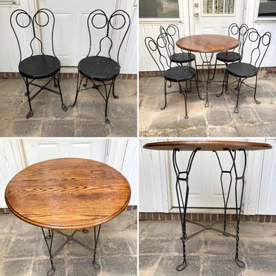 LOT 67: Vintage Ice Cream Parlor Table with Four Chairs