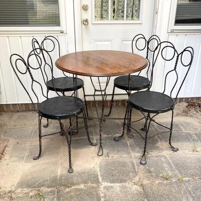 LOT 67: Vintage Ice Cream Parlor Table with Four Chairs