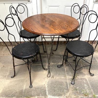 LOT 67: Vintage Ice Cream Parlor Table with Four Chairs
