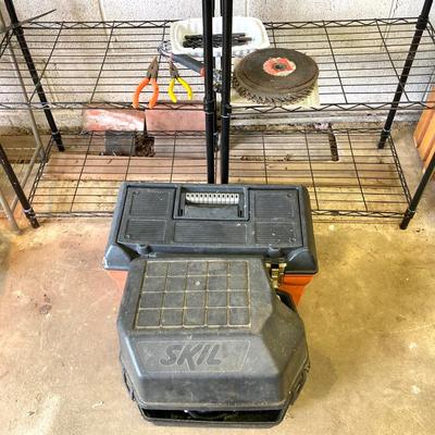 LOT 71: Skilsaw Circular Saw Model 5155, Toolbox with Contents, Saw Blades, Drill Bits and More