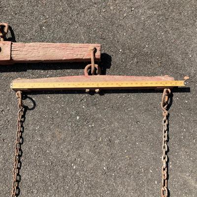 LOT 78: Antique / Vintage 3 Piece Painted Red Wooden Yoke Set