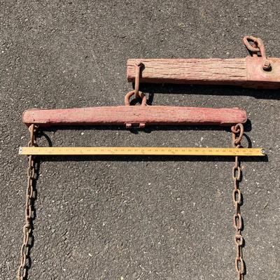 LOT 78: Antique / Vintage 3 Piece Painted Red Wooden Yoke Set