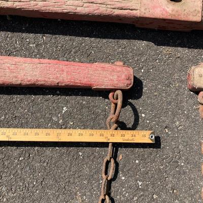LOT 78: Antique / Vintage 3 Piece Painted Red Wooden Yoke Set