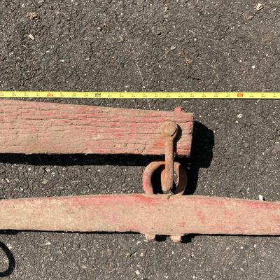 LOT 78: Antique / Vintage 3 Piece Painted Red Wooden Yoke Set