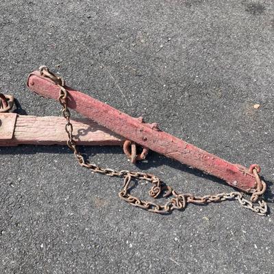 LOT 78: Antique / Vintage 3 Piece Painted Red Wooden Yoke Set