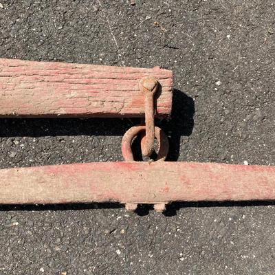 LOT 78: Antique / Vintage 3 Piece Painted Red Wooden Yoke Set