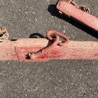 LOT 78: Antique / Vintage 3 Piece Painted Red Wooden Yoke Set