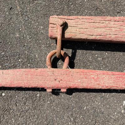 LOT 78: Antique / Vintage 3 Piece Painted Red Wooden Yoke Set