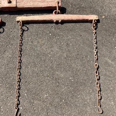 LOT 78: Antique / Vintage 3 Piece Painted Red Wooden Yoke Set