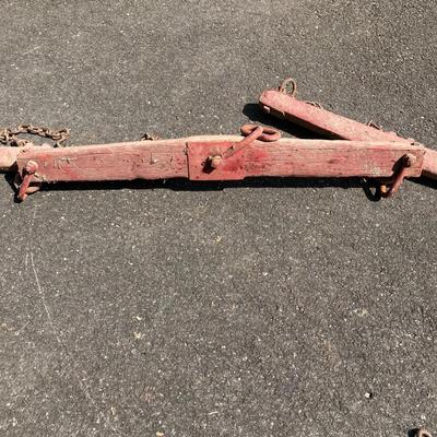 LOT 78: Antique / Vintage 3 Piece Painted Red Wooden Yoke Set