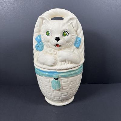 LOT 83: American Bisque Cat in Basket Cookie Jar