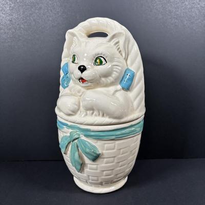 LOT 83: American Bisque Cat in Basket Cookie Jar
