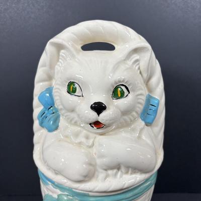 LOT 83: American Bisque Cat in Basket Cookie Jar