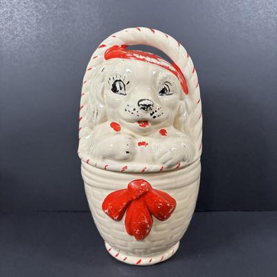LOT 85: American Bisque Puppy in Basket Cookie Jar