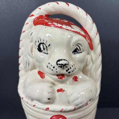 LOT 85: American Bisque Puppy in Basket Cookie Jar