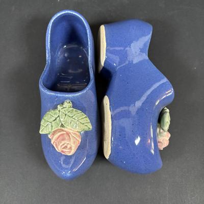 LOT 104: McCoy Dutch Shoe Planters, Delft Blue Pitcher, Ceramic Art Studio Wee Dutch Boy & Girl Salt/Pepper Shakers