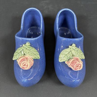 LOT 104: McCoy Dutch Shoe Planters, Delft Blue Pitcher, Ceramic Art Studio Wee Dutch Boy & Girl Salt/Pepper Shakers