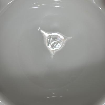 LOT 125: Westmorland Milk Glass Lace Pedestal Fruit Bowl w/Matching Candle Sticks