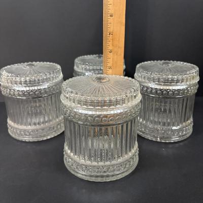 LOT 127: Lovely Hull Pottery Southern Belle Planter, Hammered Aluminum Serving Tray and Candy Dish, Avon Glass Vanity Jars & More