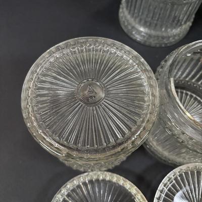 LOT 127: Lovely Hull Pottery Southern Belle Planter, Hammered Aluminum Serving Tray and Candy Dish, Avon Glass Vanity Jars & More