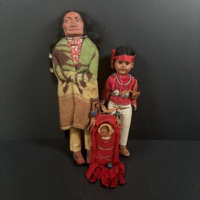LOT 131: Vintage Native American Indian Skookum Dolls & More