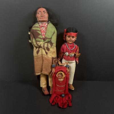 LOT 131: Vintage Native American Indian Skookum Dolls & More