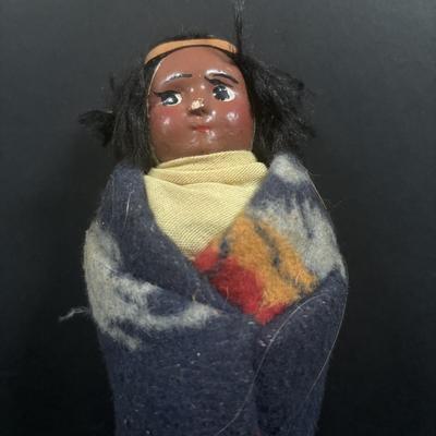 LOT 134: Vintage Native American Indian Skookum Dolls & Novelty Papoose Doll Postcard