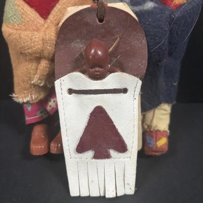 LOT 134: Vintage Native American Indian Skookum Dolls & Novelty Papoose Doll Postcard