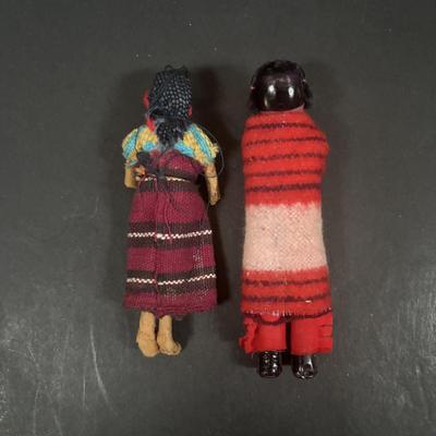 LOT 135: Vintage Native American Indian Dolls, Dolls for Repair, Skookum Doll, Handcrafted Replica Birch Canoes & Beaded Necklaces