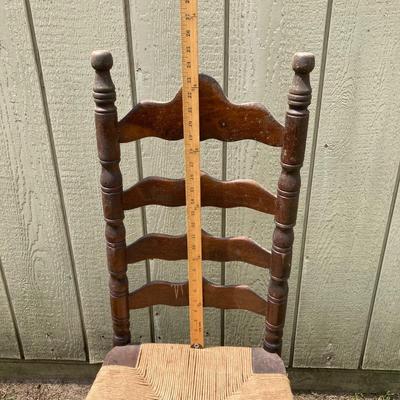 LOT 164: Set of Four Vintage Rush Seat Wooden Chairs