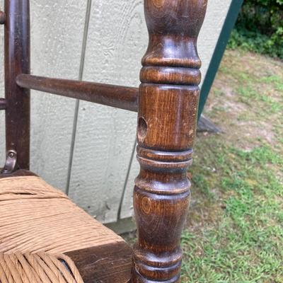 LOT 164: Set of Four Vintage Rush Seat Wooden Chairs
