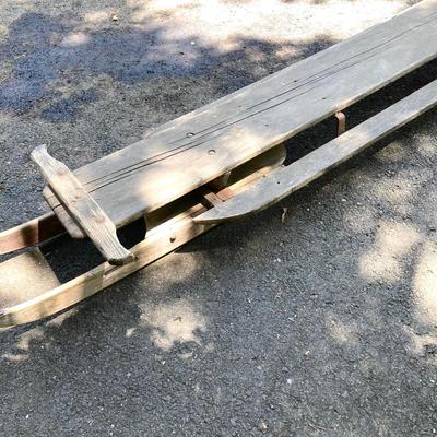 LOT 166: Vintage Wooden Toboggan / Sled