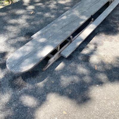 LOT 166: Vintage Wooden Toboggan / Sled