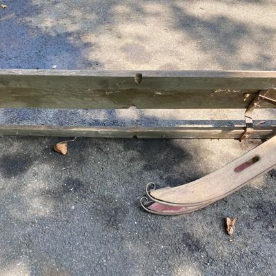 LOT 166: Vintage Wooden Toboggan / Sled