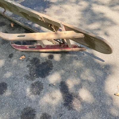 LOT 166: Vintage Wooden Toboggan / Sled