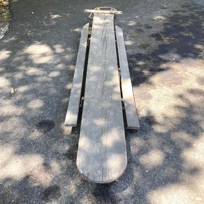 LOT 166: Vintage Wooden Toboggan / Sled