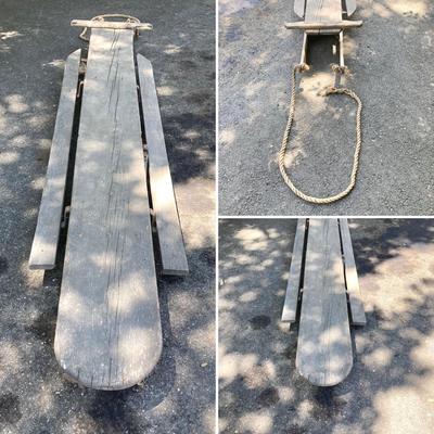 LOT 166: Vintage Wooden Toboggan / Sled