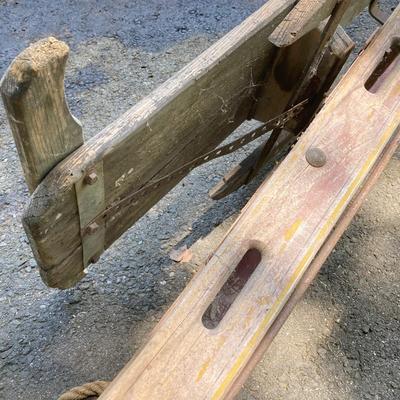 LOT 166: Vintage Wooden Toboggan / Sled