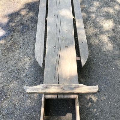 LOT 166: Vintage Wooden Toboggan / Sled